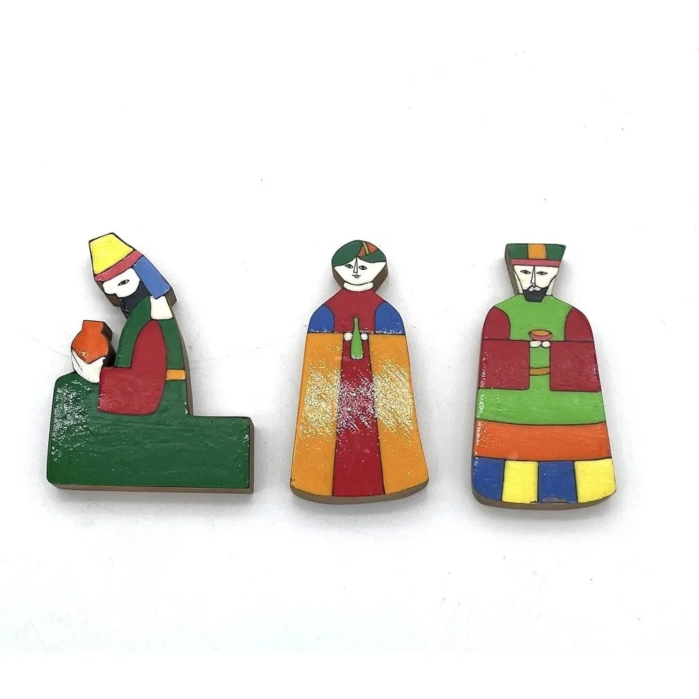 VTG Handmade Wooden Nativity Scene 11 Piece El Salvador Collectible Toy/Figurine